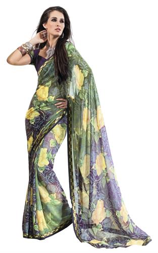 printed chiffon saree